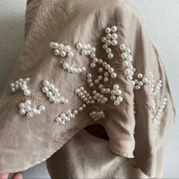 Revolve Line+Dot Tan Pearl Embellished Blouse NWT - Picture 5 of 7